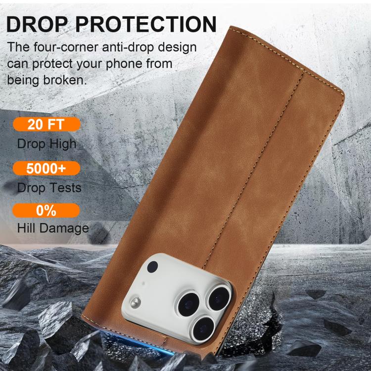 For iPhone 17 Pro Max LC.IMEEKE Strong Magnetism Microfiber Leather Phone Case(Brown) by LC.IMEEKE