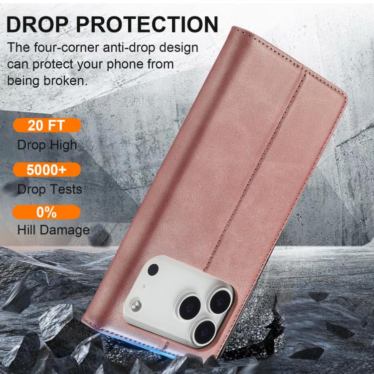 For iPhone 17 Pro LC.IMEEKE Strong Magnetism Microfiber Leather Phone Case(Rose Gold) by LC.IMEEKE