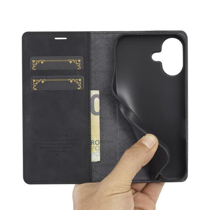 For iPhone 17 LC.IMEEKE Strong Magnetism Microfiber Leather Phone Case(Black) by LC.IMEEKE