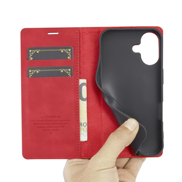For iPhone 17 LC.IMEEKE Strong Magnetism Microfiber Leather Phone Case(Red) by LC.IMEEKE