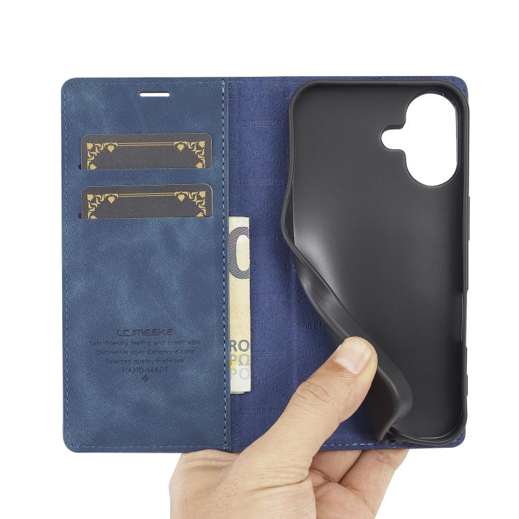 For iPhone 17 LC.IMEEKE Strong Magnetism Microfiber Leather Phone Case(Blue) by LC.IMEEKE