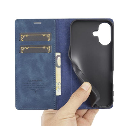 For iPhone 17 LC.IMEEKE Strong Magnetism Microfiber Leather Phone Case(Blue) by LC.IMEEKE