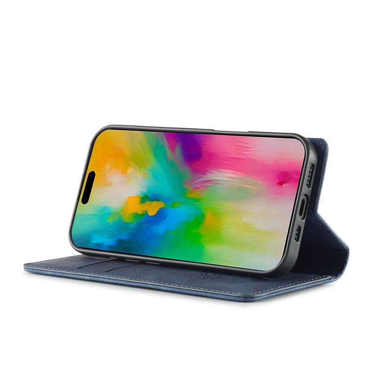 For iPhone 17 LC.IMEEKE Strong Magnetism Microfiber Leather Phone Case(Blue) by LC.IMEEKE