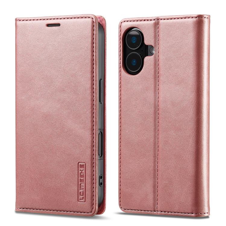 For iPhone 17 LC.IMEEKE Strong Magnetism Microfiber Leather Phone Case(Rose Gold) by LC.IMEEKE