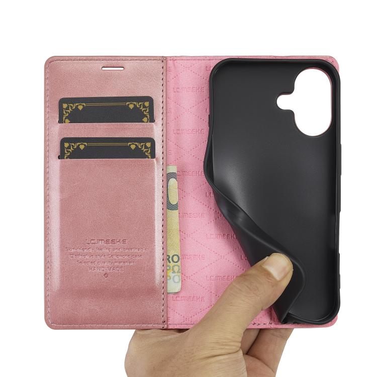 For iPhone 17 LC.IMEEKE Strong Magnetism Microfiber Leather Phone Case(Rose Gold) by LC.IMEEKE