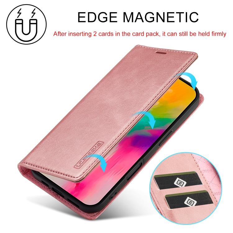 For iPhone 17 LC.IMEEKE Strong Magnetism Microfiber Leather Phone Case(Rose Gold) by LC.IMEEKE