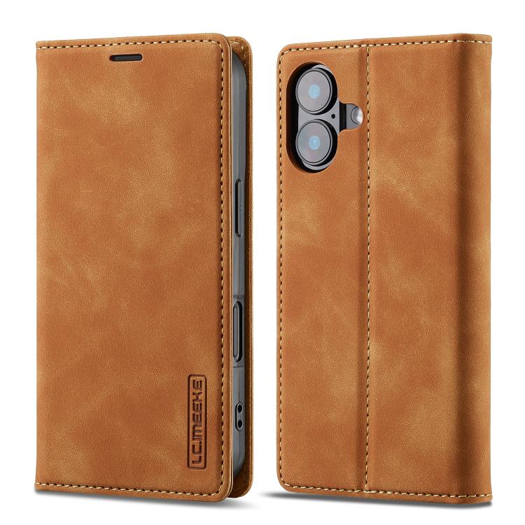 For iPhone 17 LC.IMEEKE Strong Magnetism Microfiber Leather Phone Case(Brown) by LC.IMEEKE