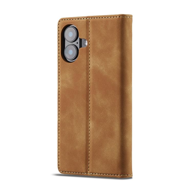 For iPhone 17 LC.IMEEKE Strong Magnetism Microfiber Leather Phone Case(Brown) by LC.IMEEKE