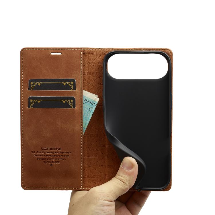 For iPhone Air LC.IMEEKE Strong Magnetism Microfiber Leather Phone Case(Brown) by LC.IMEEKE