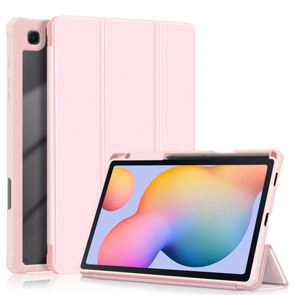 For Samsung Galaxy Tab S6 Lite Acrylic 3-Fold Solid Color Smart Leather Tablet Case(Pink) by bashfashion