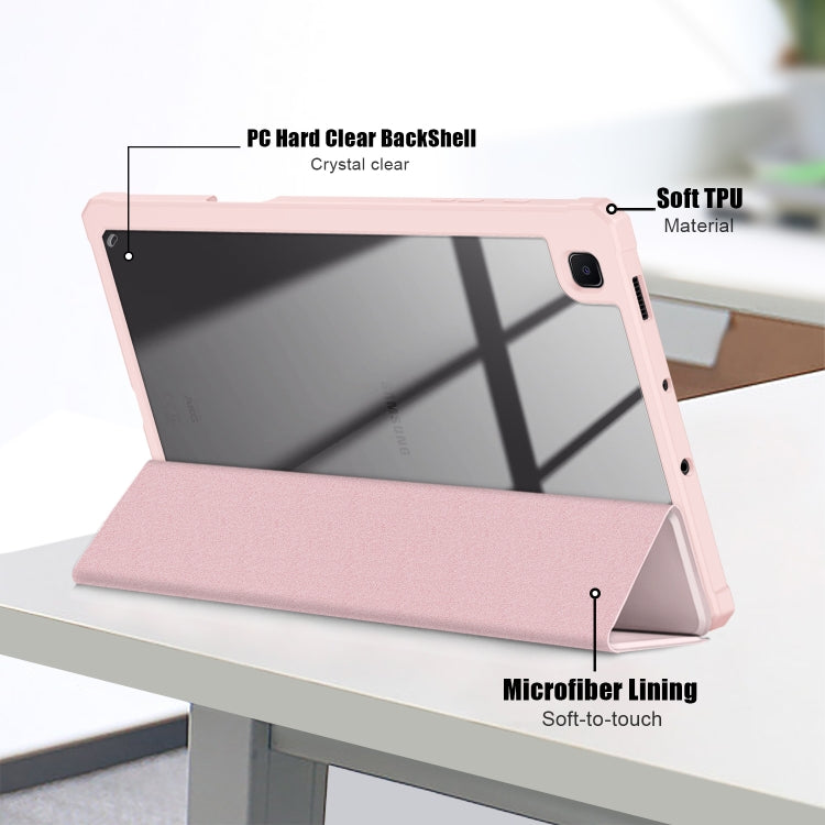For Samsung Galaxy Tab S6 Lite Acrylic 3-Fold Solid Color Smart Leather Tablet Case(Pink) by bashfashion