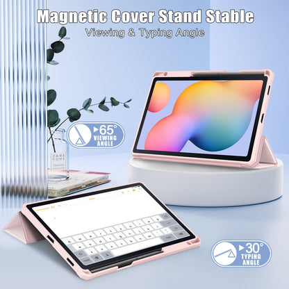 For Samsung Galaxy Tab S6 Lite Acrylic 3-Fold Solid Color Smart Leather Tablet Case(Pink) by bashfashion