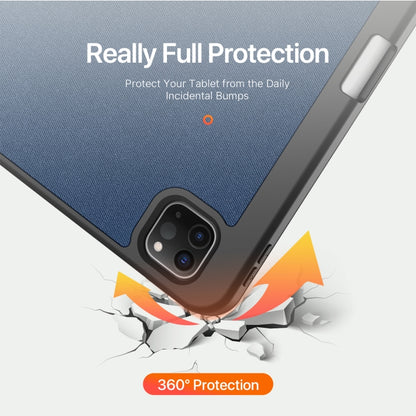 For iPad Pro 11 2025 / 2024 DUX DUCIS Domo Series Cloth Texture Magnetic Leather Tablet Case(Blue) by DUX DUCIS