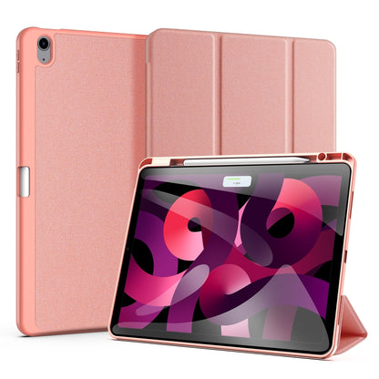 For iPad Air 13 2024 / 2025 DUX DUCIS Domo Series Cloth Texture Magnetic Leather Tablet Case(Pink) by DUX DUCIS