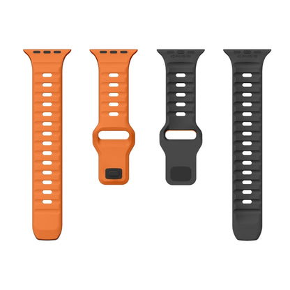 For Apple Watch Ultra 2 49mm Wave Texture Reverse Buckle Silicone Watch Band(Orange Black) by bashfashion