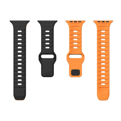For Apple Watch Ultra 2 49mm Wave Texture Reverse Buckle Silicone Watch Band(Black Orange) by bashfashion
