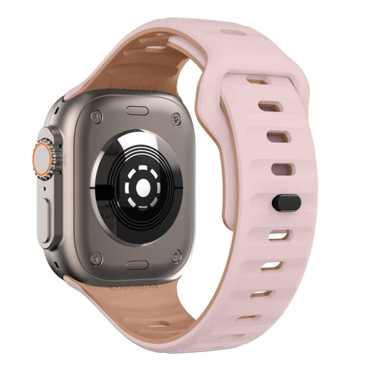 For Apple Watch Ultra 2 49mm Wave Texture Reverse Buckle Silicone Watch Band(Pink+Rose Ash) by bashfashion