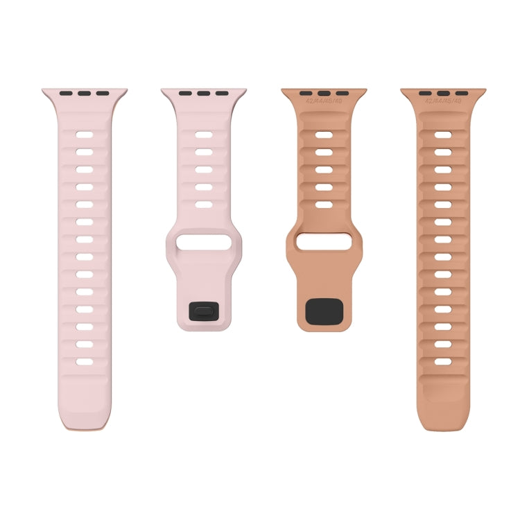 For Apple Watch Ultra 2 49mm Wave Texture Reverse Buckle Silicone Watch Band(Pink+Rose Ash) by bashfashion