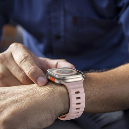 For Apple Watch Ultra 2 49mm Wave Texture Reverse Buckle Silicone Watch Band(Pink+Rose Ash) by bashfashion