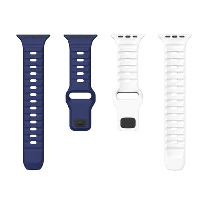 For Apple Watch Ultra 2 49mm Wave Texture Reverse Buckle Silicone Watch Band(Midnight Blue White) by bashfashion