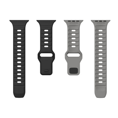 For Apple Watch Ultra 49mm Wave Texture Reverse Buckle Silicone Watch Band(Black Grey) by bashfashion