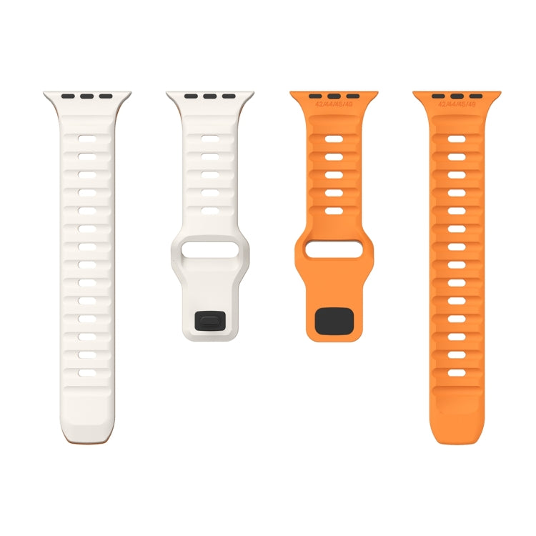 For Apple Watch Ultra 49mm Wave Texture Reverse Buckle Silicone Watch Band(Starlight Orange) by bashfashion