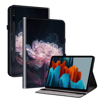 For Samsung Galaxy Tab S7 / S8 Crystal Texture Painted Leather Tablet Case(Purple Peony) by bashfashion