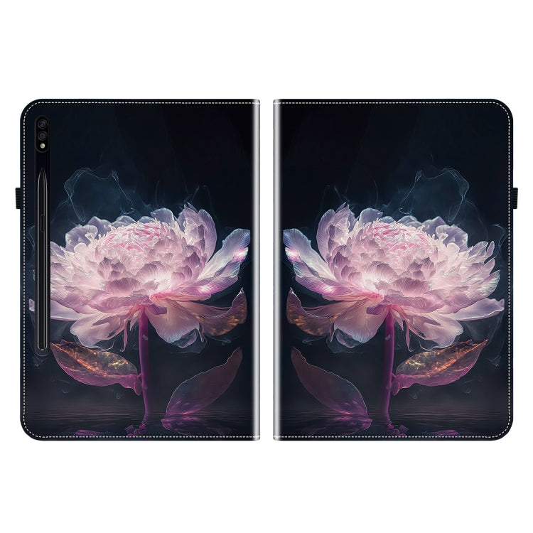 For Samsung Galaxy Tab S7 / S8 Crystal Texture Painted Leather Tablet Case(Purple Peony) by bashfashion