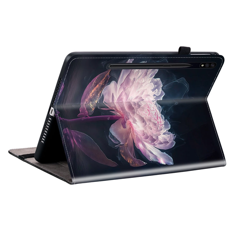 For Samsung Galaxy Tab S7 / S8 Crystal Texture Painted Leather Tablet Case(Purple Peony) by bashfashion