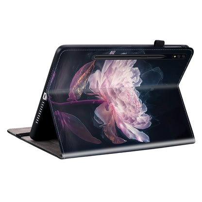 For Samsung Galaxy Tab S7 / S8 Crystal Texture Painted Leather Tablet Case(Purple Peony) by bashfashion