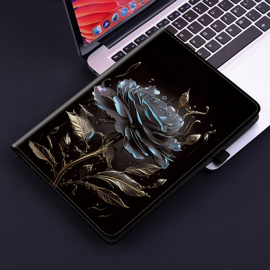 For Samsung Galaxy Tab S7 / S8 Crystal Texture Painted Leather Tablet Case(Black Rose) by bashfashion