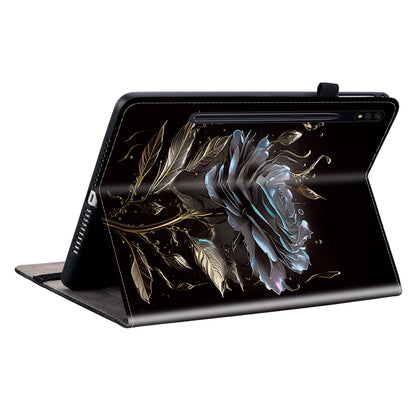 For Samsung Galaxy Tab S7 / S8 Crystal Texture Painted Leather Tablet Case(Black Rose) by bashfashion
