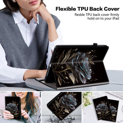 For Samsung Galaxy Tab S7 / S8 Crystal Texture Painted Leather Tablet Case(Black Rose) by bashfashion