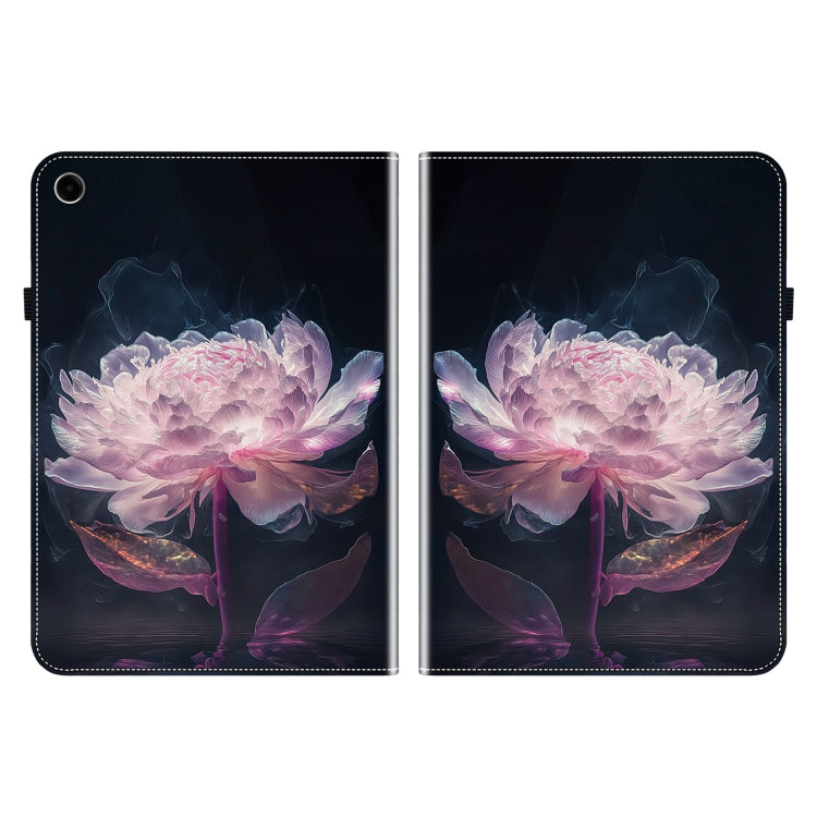 For Samsung Galaxy Tab A11+ / A9+ Crystal Texture Painted Leather Tablet Case(Purple Peony) by bashfashion