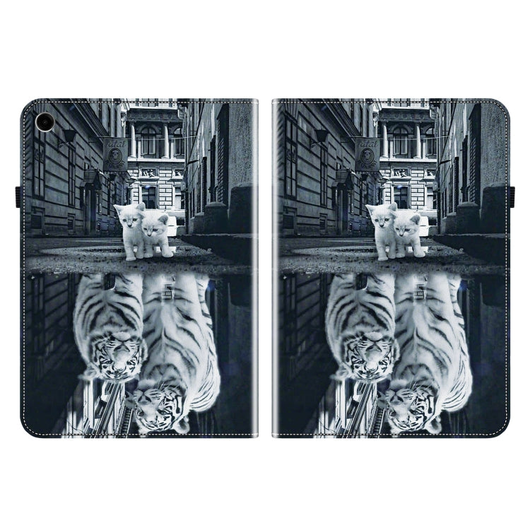 For Samsung Galaxy Tab A11+ / A9+ Crystal Texture Painted Leather Tablet Case(Cat Reflection Tiger) by bashfashion