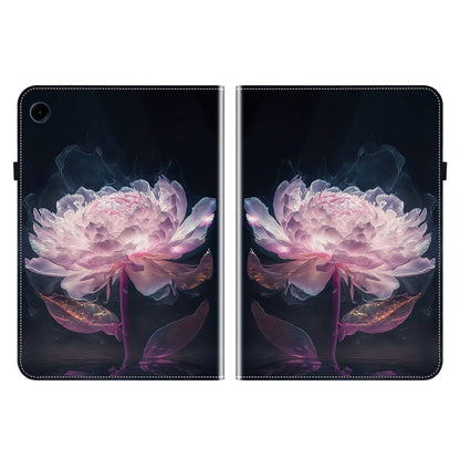 For Samsung Galaxy Tab A11 / A9 Crystal Texture Painted Leather Tablet Case(Purple Peony) by bashfashion