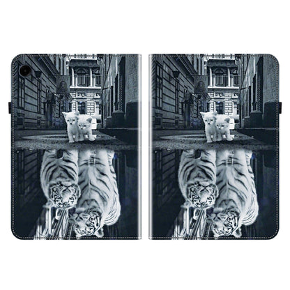 For Samsung Galaxy Tab A11 / A9 Crystal Texture Painted Leather Tablet Case(Cat Reflection Tiger) by bashfashion
