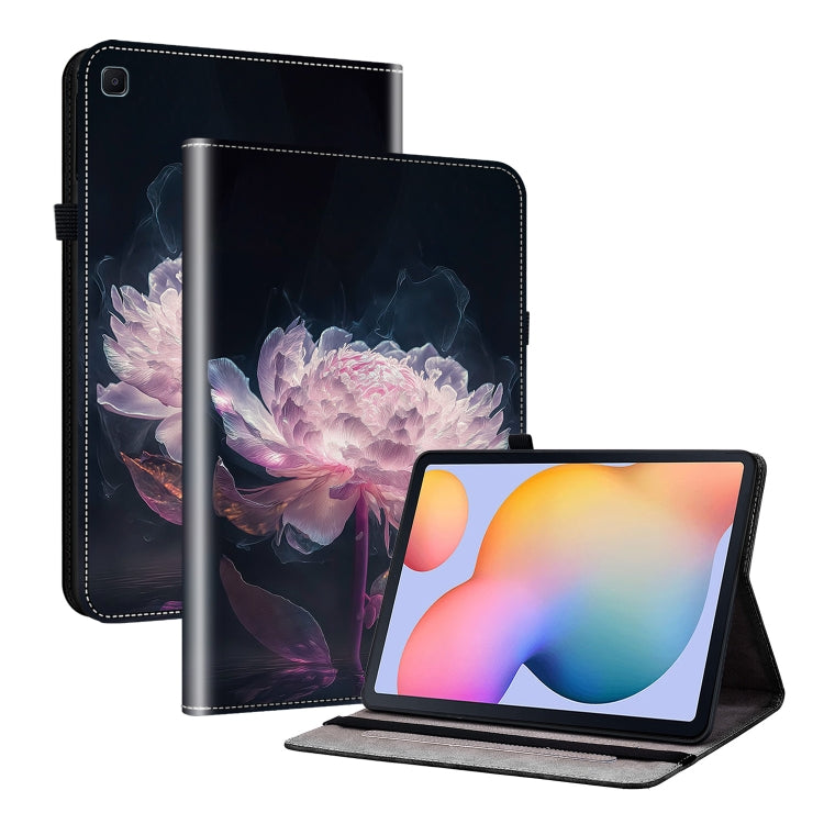 For Samsung Galaxy Tab S5e T720 Crystal Texture Painted Leather Tablet Case(Purple Peony) by bashfashion