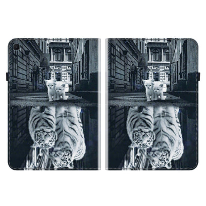 For Samsung Galaxy Tab S5e T720 Crystal Texture Painted Leather Tablet Case(Cat Reflection Tiger) by bashfashion