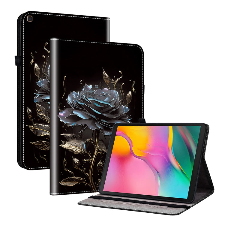 For Samsung Galaxy Tab A 10.1 2019 Crystal Texture Painted Leather Tablet Case(Black Rose) by bashfashion