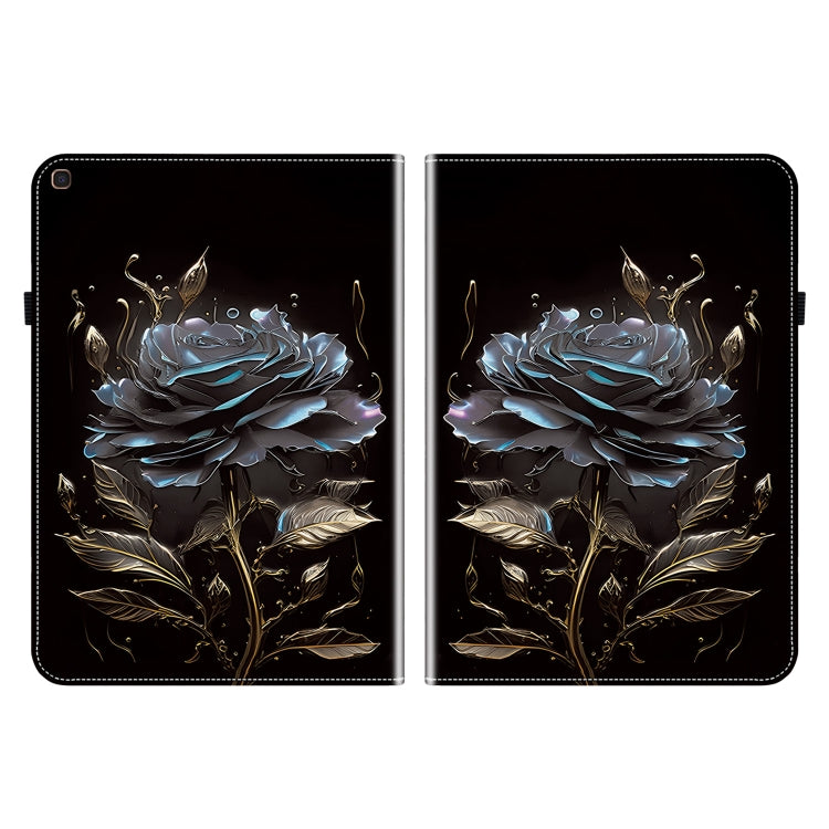 For Samsung Galaxy Tab A 10.1 2019 Crystal Texture Painted Leather Tablet Case(Black Rose) by bashfashion
