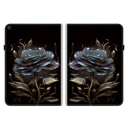 For Samsung Galaxy Tab A 10.1 2019 Crystal Texture Painted Leather Tablet Case(Black Rose) by bashfashion