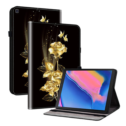 For Samsung Galaxy Tab A 8.0 2019 Crystal Texture Painted Leather Tablet Case(Gold Butterfly Rose) by bashfashion