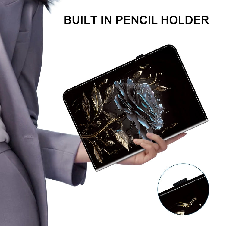 For Samsung Galaxy Tab A 8.0 2019 Crystal Texture Painted Leather Tablet Case(Black Rose) by bashfashion