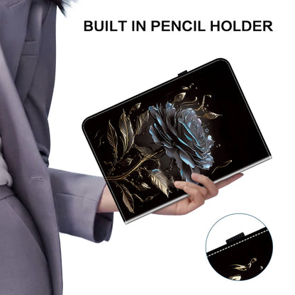 For Samsung Galaxy Tab A 8.0 2019 Crystal Texture Painted Leather Tablet Case(Black Rose) by bashfashion