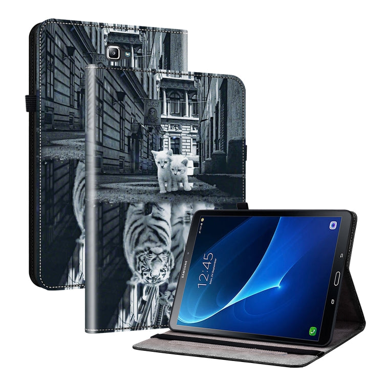 For Samsung Galaxy Tab A 10.1 2016 Crystal Texture Painted Leather Tablet Case(Cat Reflection Tiger) by bashfashion