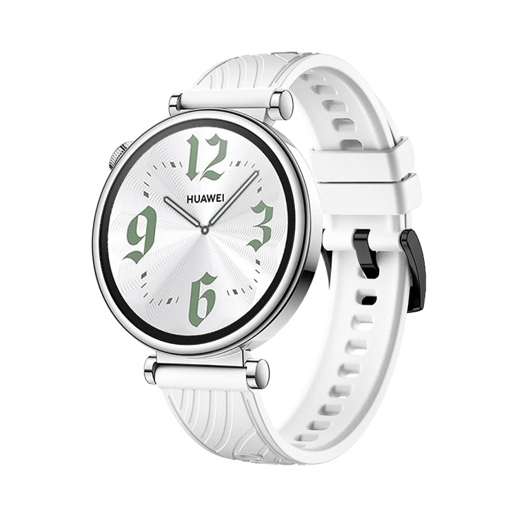 For Huawei Watch GT 4 18mm Texture Black Buckle Silicone Watch Band(White) by bashfashion