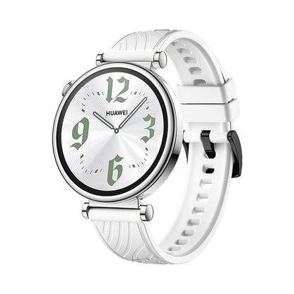 For Huawei Watch GT 4 18mm Texture Black Buckle Silicone Watch Band(White) by bashfashion