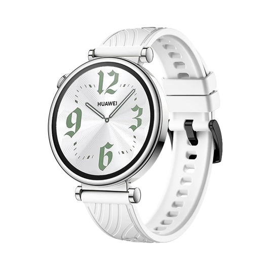 For Huawei Watch GT 4 18mm Texture Black Buckle Silicone Watch Band(White) by bashfashion