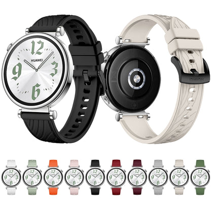 For Huawei Watch GT 4 18mm Texture Black Buckle Silicone Watch Band(White) by bashfashion